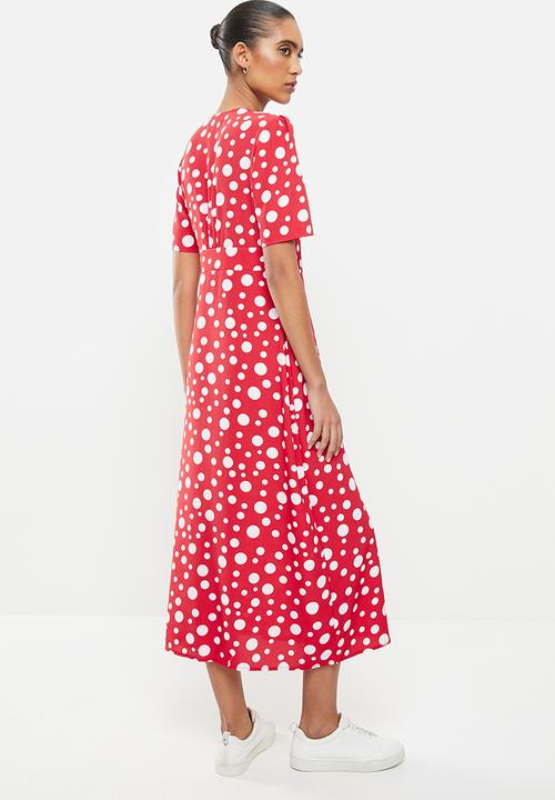 Revenge - Polka dot midi dress - red & white