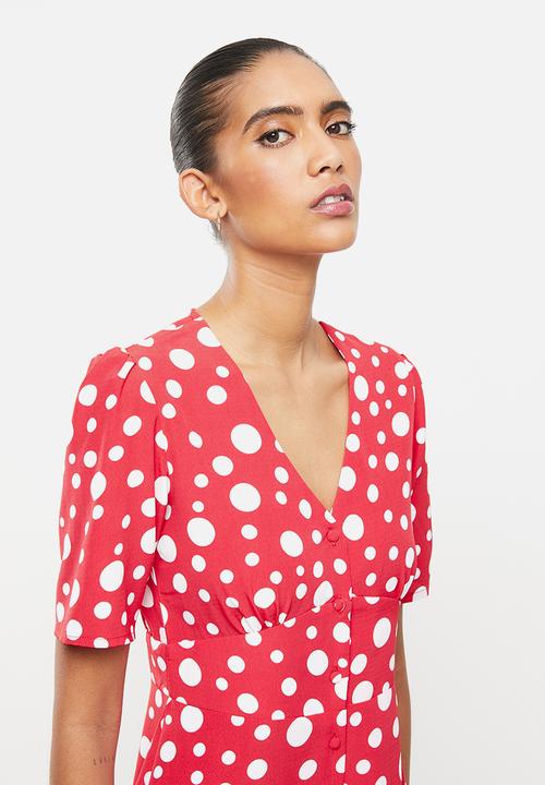 Revenge - Polka dot midi dress - red & white