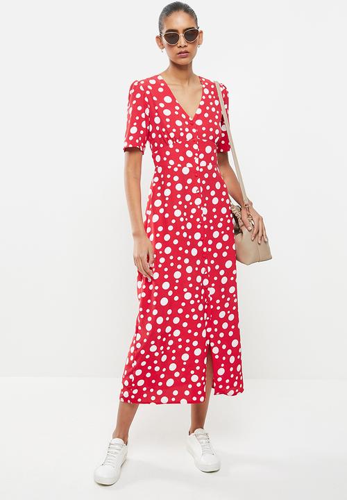 Revenge - Polka dot midi dress - red & white
