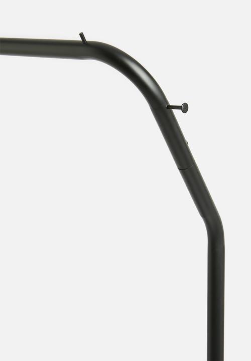Sixth Floor - Iron cloth rack with mesh shelves - black