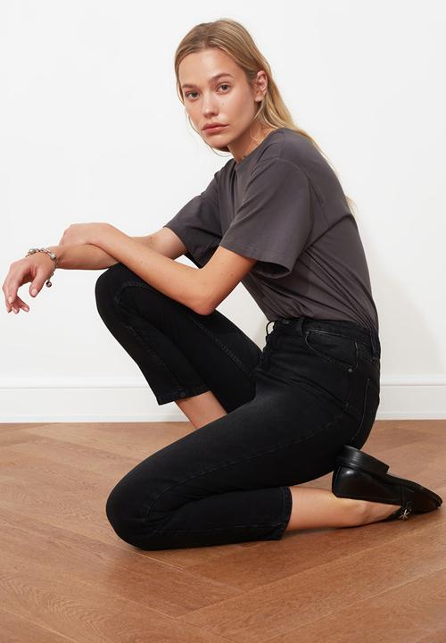 Trendyol - High waist mom jeans - black