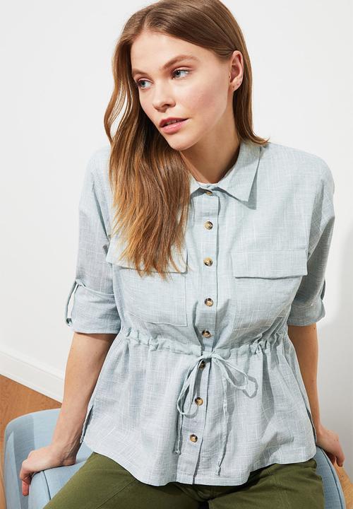 Trendyol - Belted shirt - blue