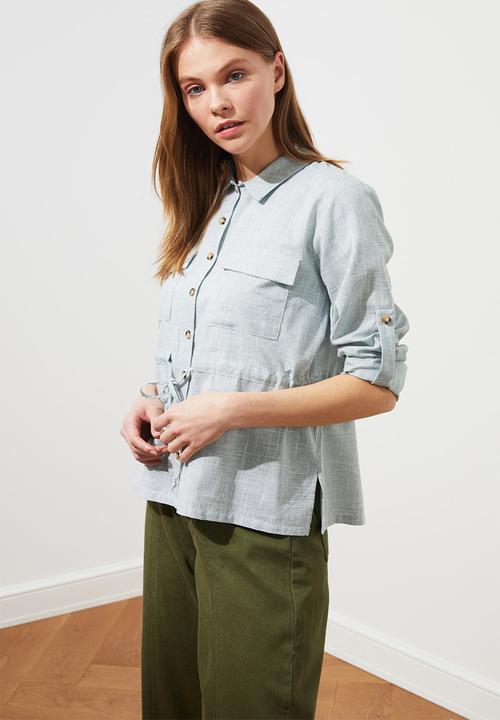 Trendyol - Belted shirt - blue