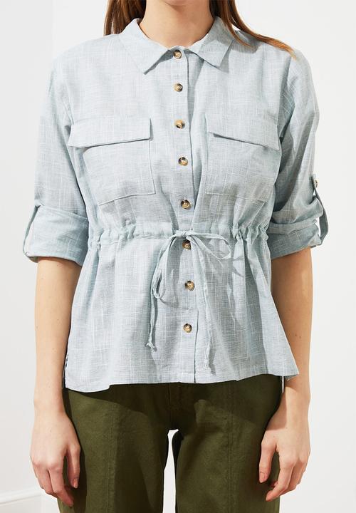 Trendyol - Belted shirt - blue