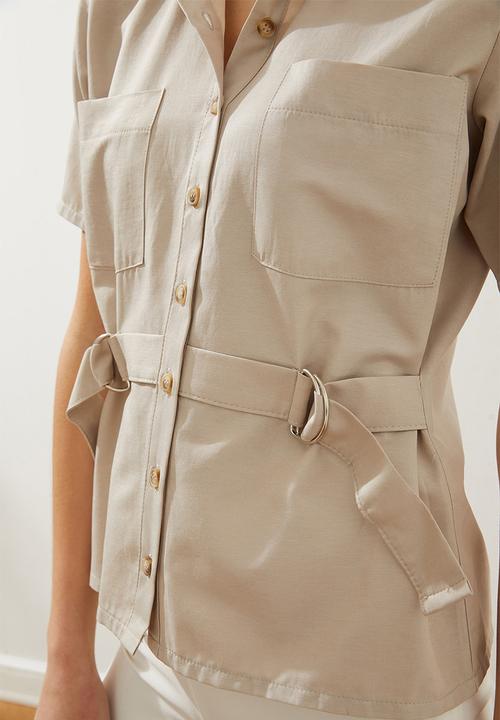 Trendyol - Tie detailed shirt - stone