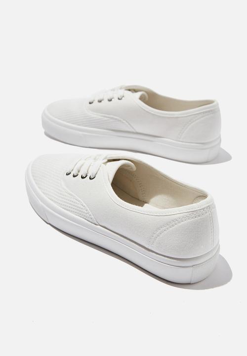 Cotton On - Jamie lace up plimsoll - white waffle
