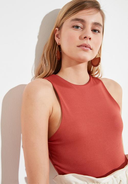 Trendyol - Snap fastener knitted body - burnt orange