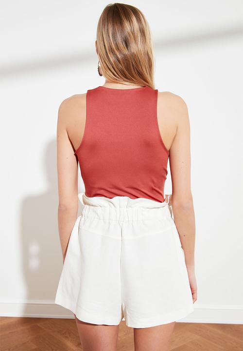 Trendyol - Snap fastener knitted body - burnt orange