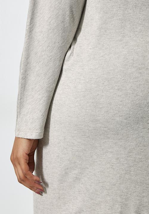 VELVET - Off the shoulder drapped dress - taupe 