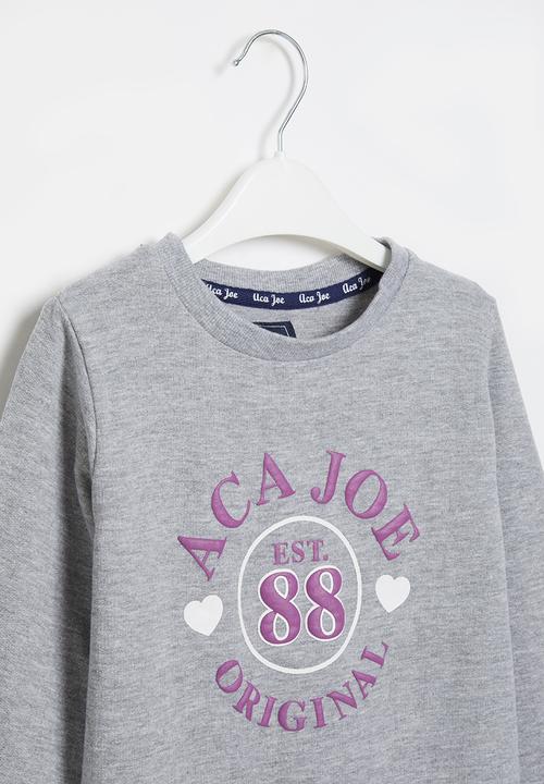 Aca Joe - Pre-girls brushed fleece sweater - grey