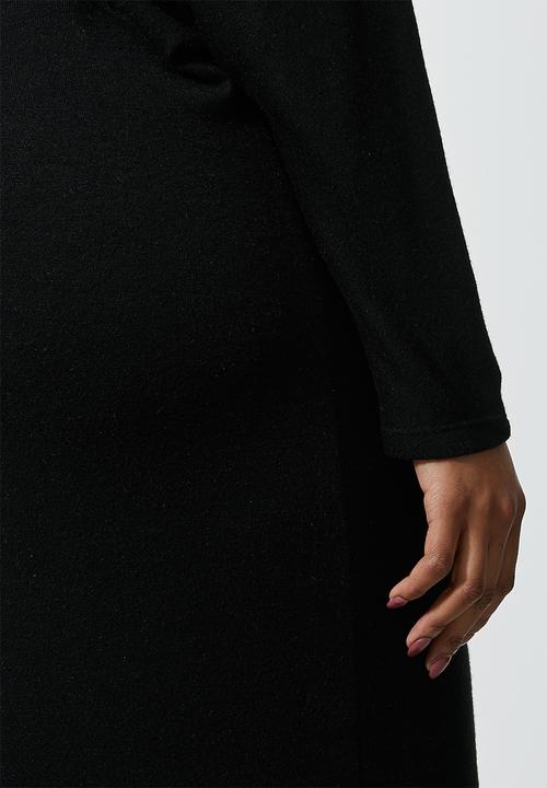 VELVET - Off the shoulder drapped dress - black 
