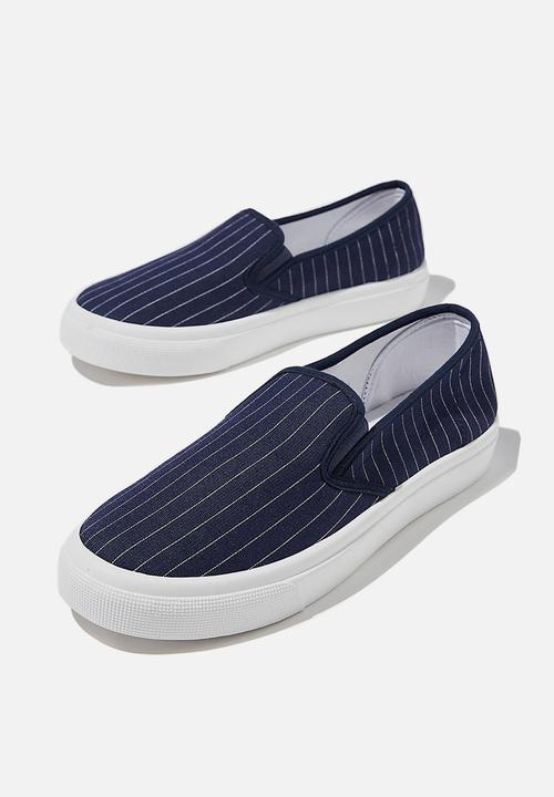 Cotton On - Harper slip on - navy shirting stripe