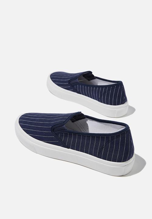 Cotton On - Harper slip on - navy shirting stripe
