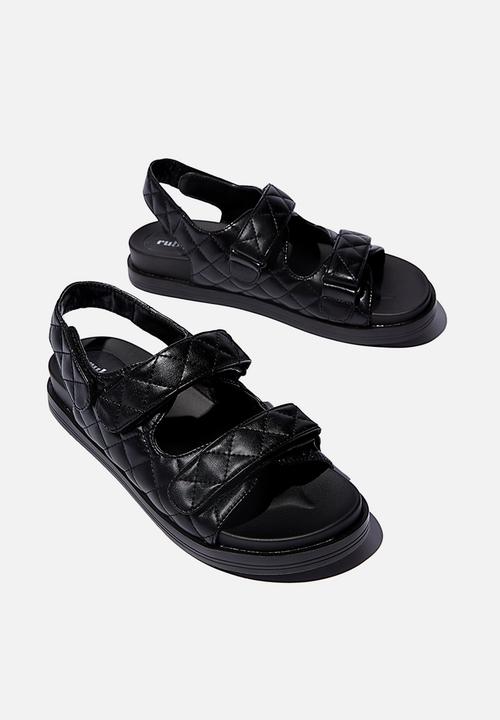 Cotton On - Taylor velcro sporty sandal - black quilted