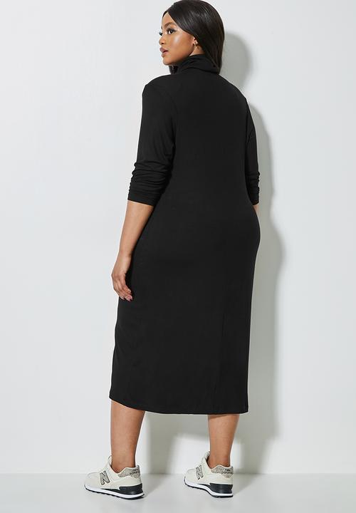 Superbalist - Cut & sew shoulder pad column dress - black