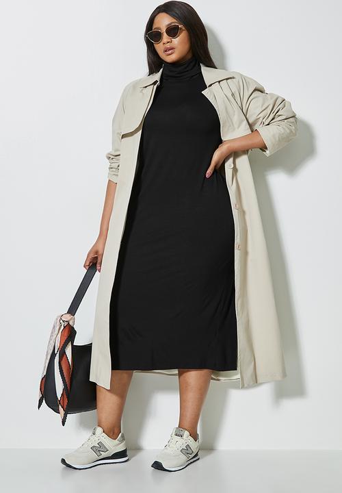 Superbalist - Cut & sew shoulder pad column dress - black