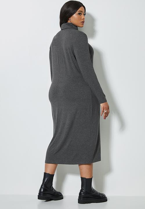 Superbalist - Cut & sew shoulder pad column dress - grey