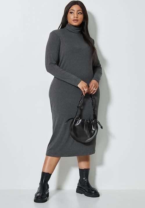 Superbalist - Cut & sew shoulder pad column dress - grey