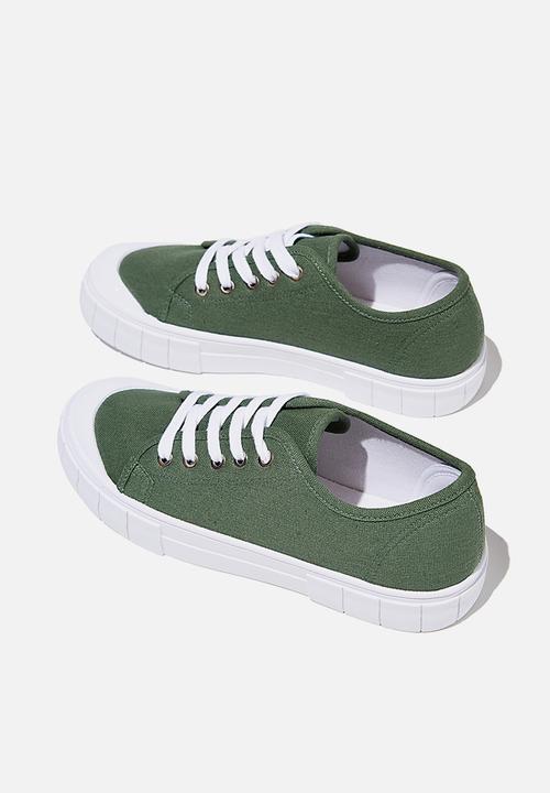 Cotton On - Peggy lace up plimsoll - forest green
