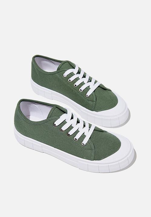 Cotton On - Peggy lace up plimsoll - forest green