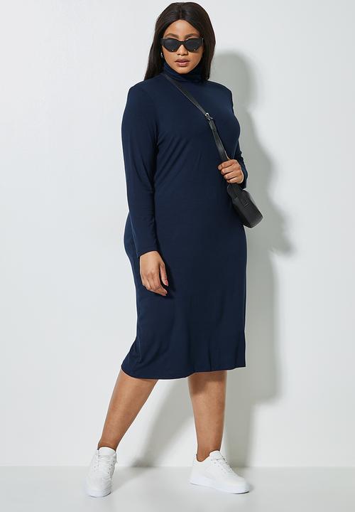 Superbalist - Cut & sew shoulder pad column dress - navy
