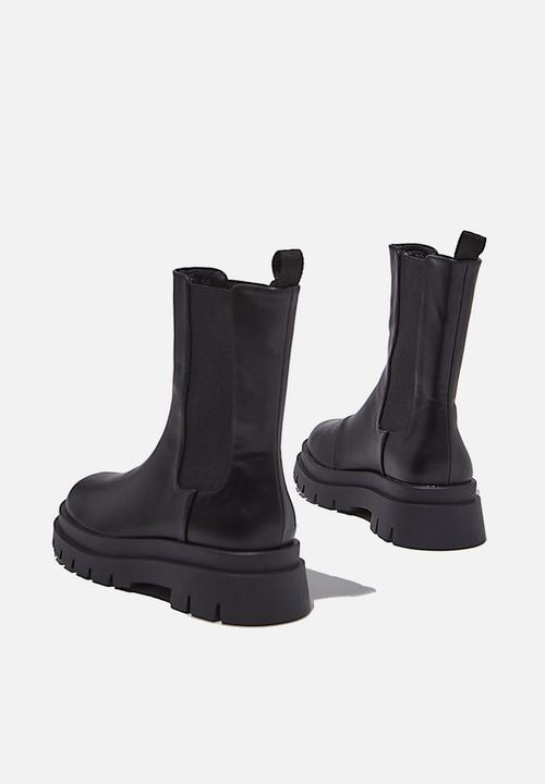 Cotton On - Maze combat midi gusset boot - black smooth