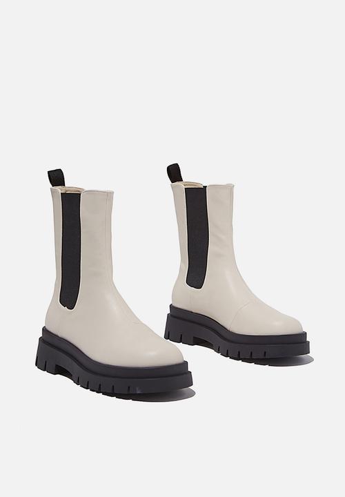 Cotton On - Maze combat midi gusset boot - ecru smooth
