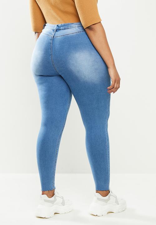 Missguided - Plus button front lawless skinny - blue