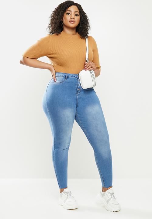 Missguided - Plus button front lawless skinny - blue