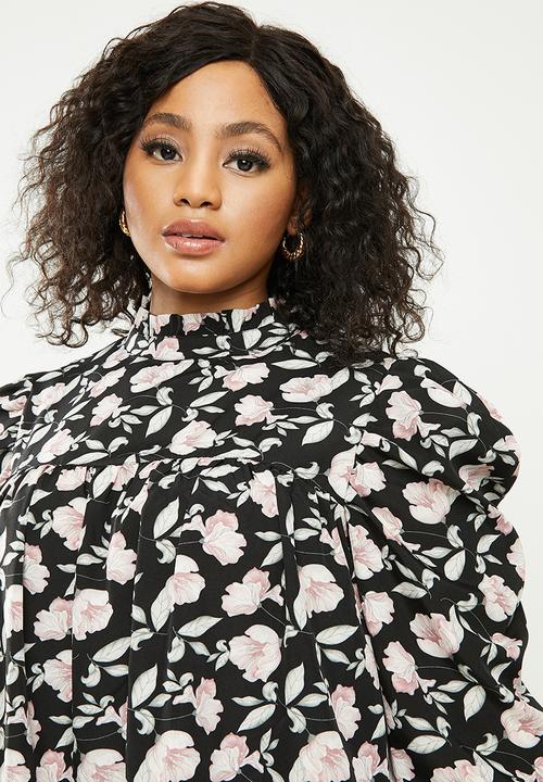 Missguided - Plus high neck smock floral dress - multi 