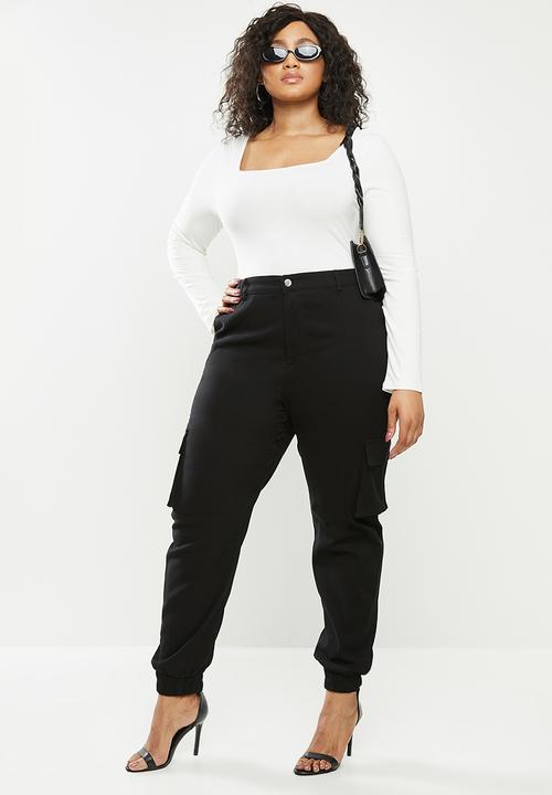 Missguided - Plus stretch cargo trouser - black