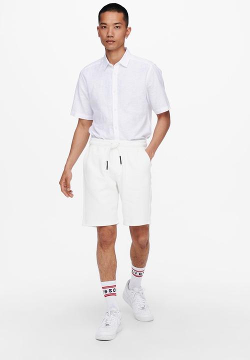 Only & Sons - Onsceres life sweat shorts - white