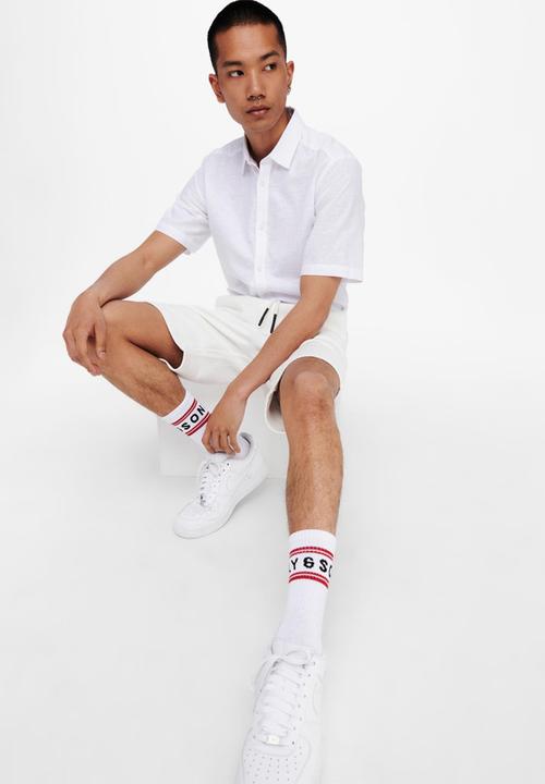 Only & Sons - Onsceres life sweat shorts - white