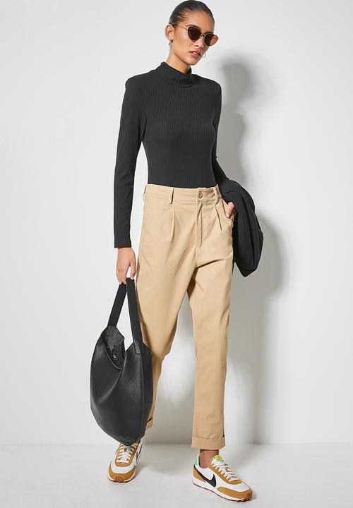 Superbalist - Rib turtleneck bodysuit with shoulder pad - black