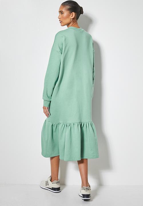 Superbalist - Cosy dropped waist dress with tier - sage