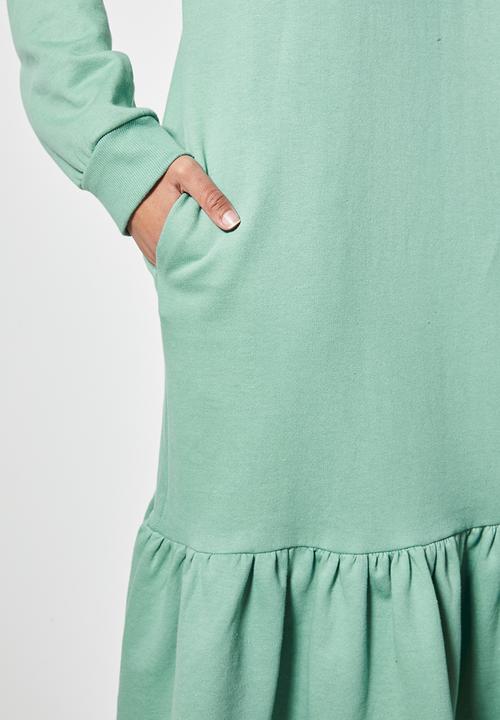 Superbalist - Cosy dropped waist dress with tier - sage