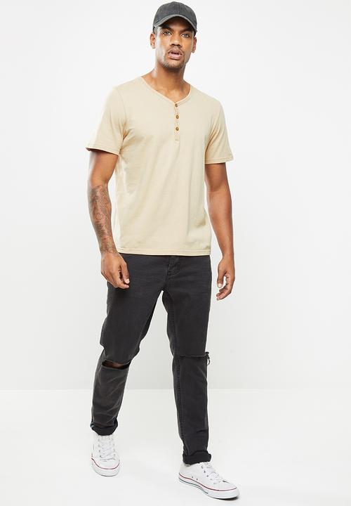 Cotton On - Essential henley T-shirt - beige