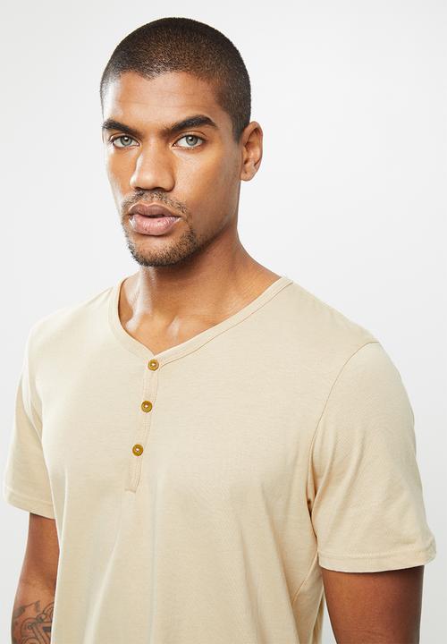 Cotton On - Essential henley T-shirt - beige