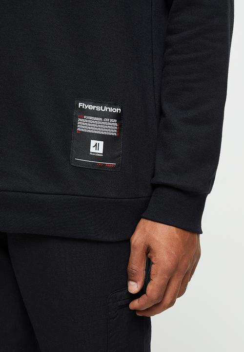 Flyersunion - Brushed fleece crew - black