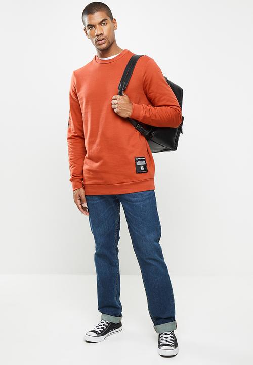 Flyersunion - Brushed fleece crew - burnt orange