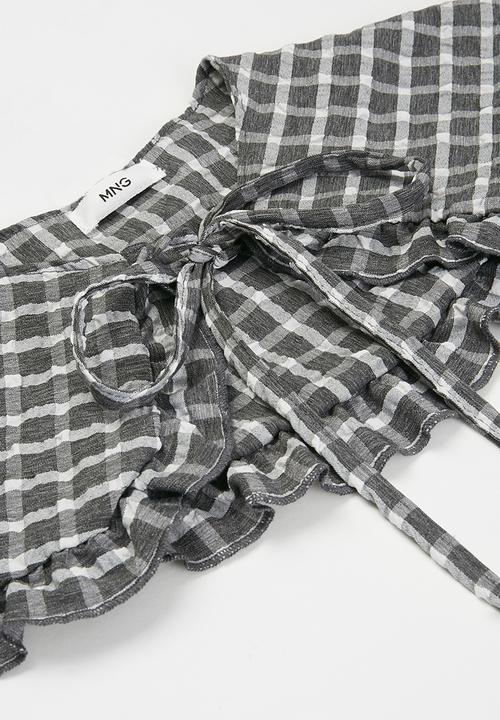 MANGO - Plaid neck scarf - grey