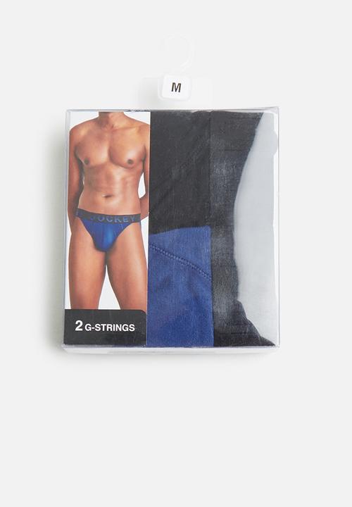 Jockey - Jockey mens g-string plain 2 pack - blue & black