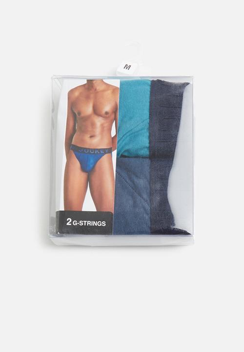 Jockey - Jockey mens g-string plain 2 pack - blue & navy