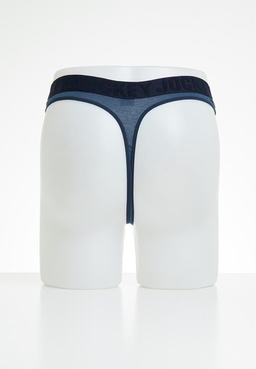 Jockey - Jockey mens g-string plain 2 pack - blue & navy