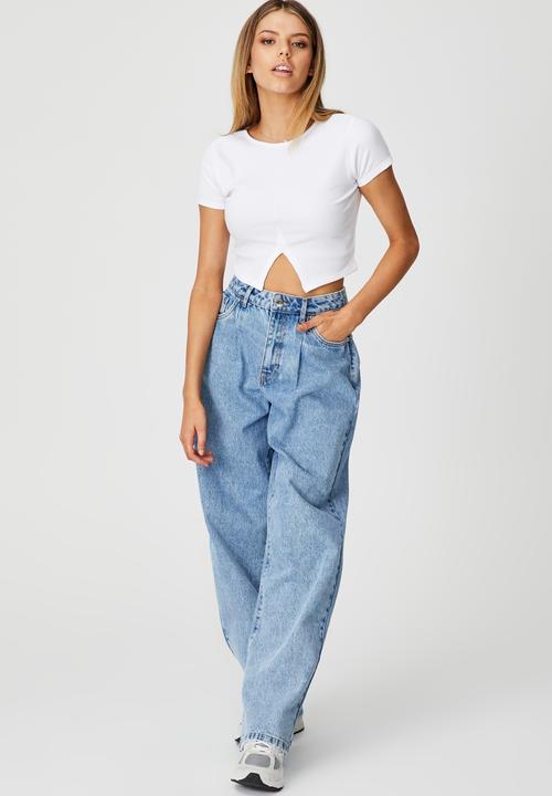 Factorie - Split front short sleeve top - white