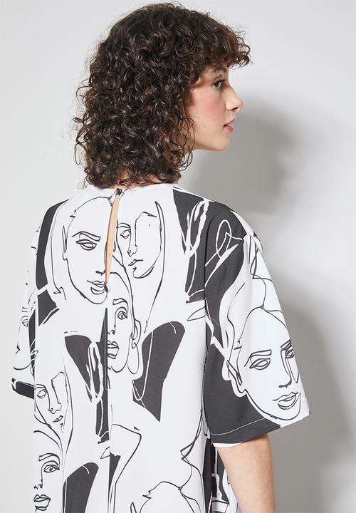 Superbalist - Single tier woven T-shirt dress-  white & black 