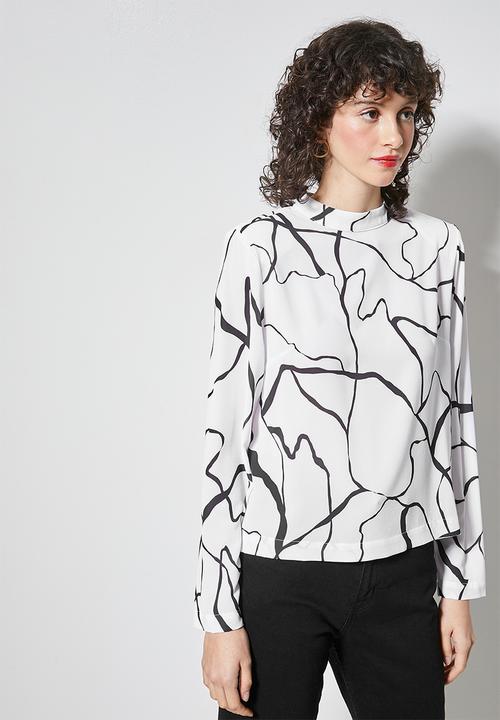 Superbalist - Basic squiggle shell blouse - white & black 