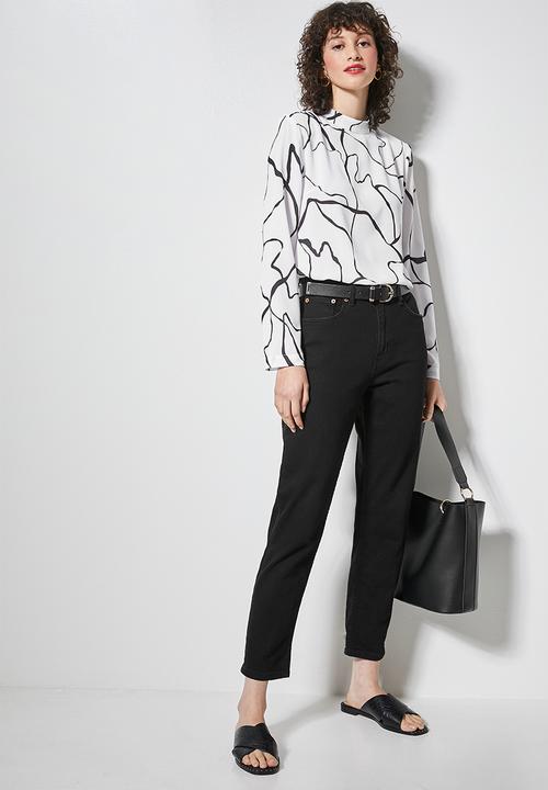 Superbalist - Basic squiggle shell blouse - white & black 