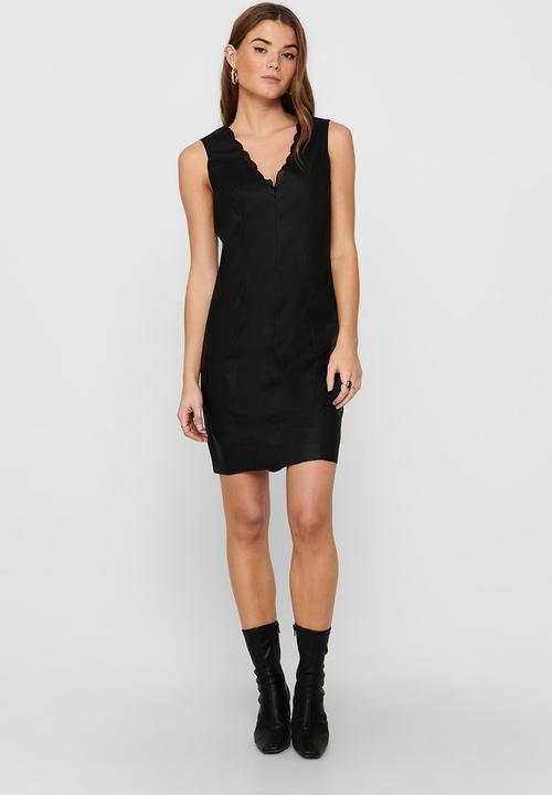 ONLY - Milla faux leather dress - black