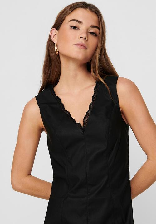 ONLY - Milla faux leather dress - black